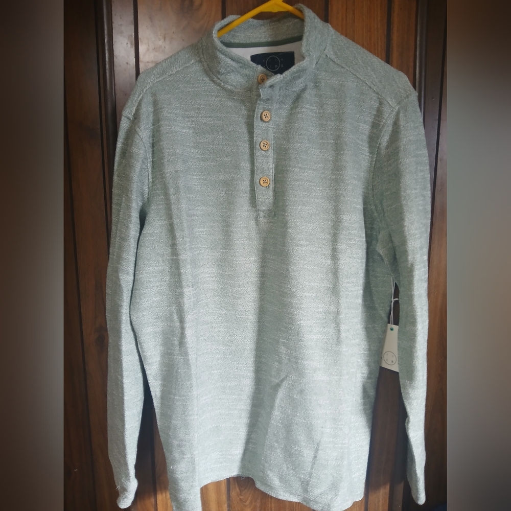 Even Tide  Green Henley Sweater